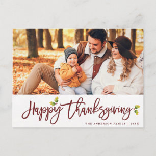 Script feuillage moderne Thanksgiving photo Carte 
