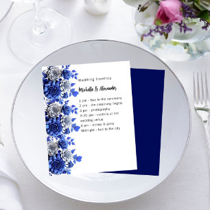 Script floral bleu blanc programme de mariage budg