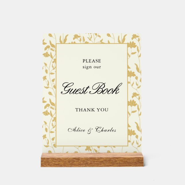 Script Floral Cream et or Livre d'or (Recto)