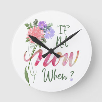 Script Floral Wand  Runde Wanduhr