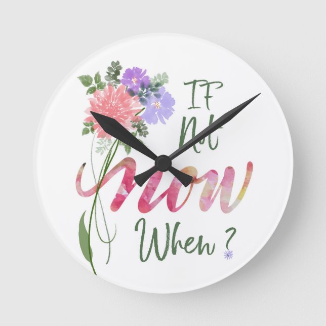Script Floral Wand  Runde Wanduhr (Vorderseite)
