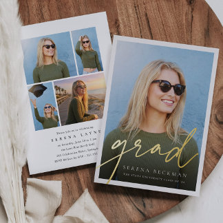 Script Foil Photo Graduation Announcement & Invite Folieneinladung
