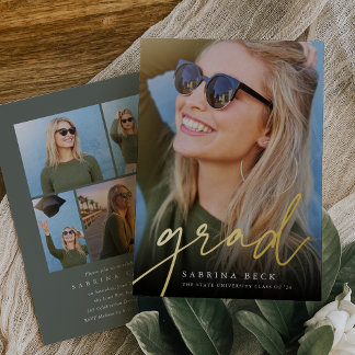 Script Foil Photo Graduation Announcement & Invite Folieneinladung