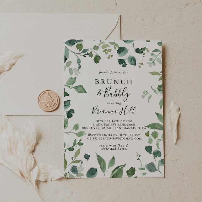 Script Foliage Brunch und Bubbly Brautparty Einladung (Von Creator hochgeladen)