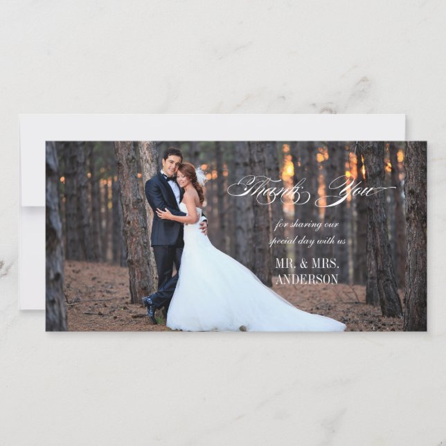 Script formel | Carte photo mariage Merci (Devant)