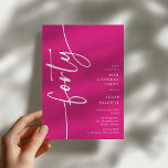 Script Forty' 40th Birthday Einladung<br><div class="desc">Celebrate your milestone 40th birthday in style with our 'Elegant Script 40th Birthday Invitation.' This invitation exudes sophistication with its elegant script typography, showcasing the word 'forty' running up the side. Plus, our easy-to-customize template allows you to add your own event details effortlessly. Say goodbye to fuss and hello to...</div>