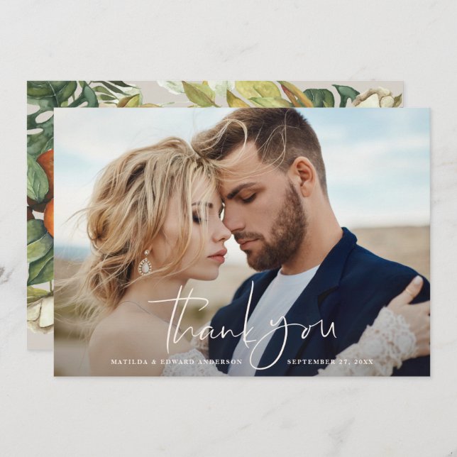 Script Foto Hochzeit danke Zitrus botanisch (Vorne/Hinten)