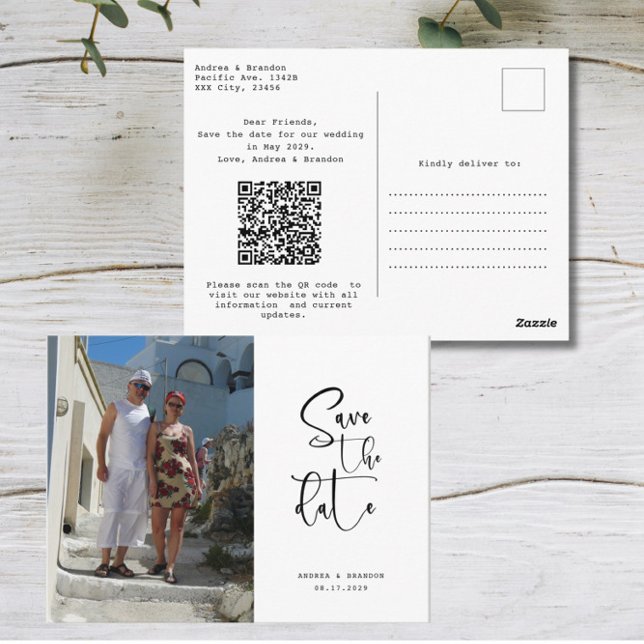 Script Foto Minimalist Save-the-Date  Postkarte (Von Creator hochgeladen)