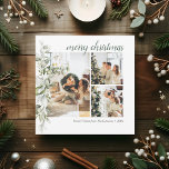 Script Frohe Weihnachten Berry Foto Weihnachtskart<br><div class="desc">Die moderne Weihnachtskarte des Fotos bietet Ruhe,  Liebe und Freude mit Foto und botanischen Beeren und Blätter.</div>