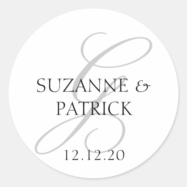 Script G Étiquette Monogramme (Argent / Noir) (Devant)