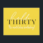 Script & geometrische 30. Geburtstag Postkarte<br><div class="desc">Moderne Schrift & geometrische 30. Geburtstag einladen. Modernes geometrisches Backermuster. Teil einer Sammlung. Die Farbe kann geändert werden.</div>