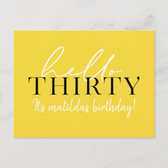 Script & geometrische 30. Geburtstag Postkarte (Vorderseite)