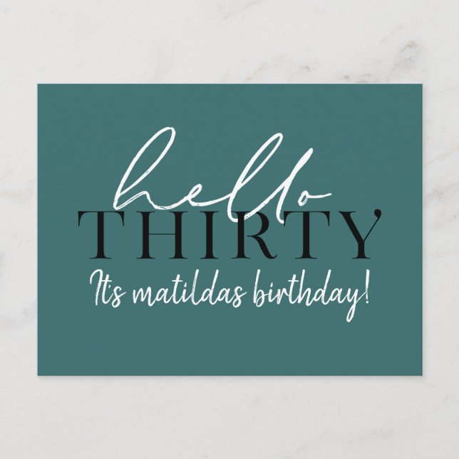 Script & geometrische 30. Geburtstag Postkarte (Vorderseite)