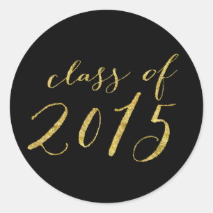 Script Glitzer Gold Class 2015 Abschluss Runder Aufkleber