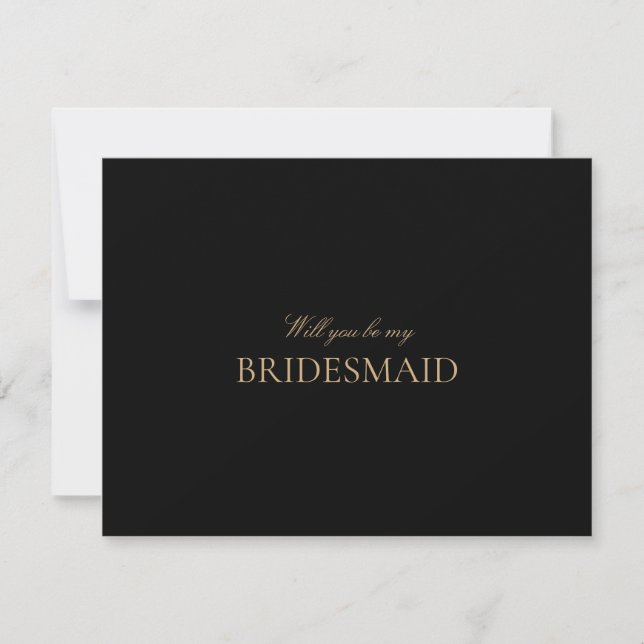 Script Gold & Black Bridesmaid Vorschlagskarte Save The Date (Vorderseite)