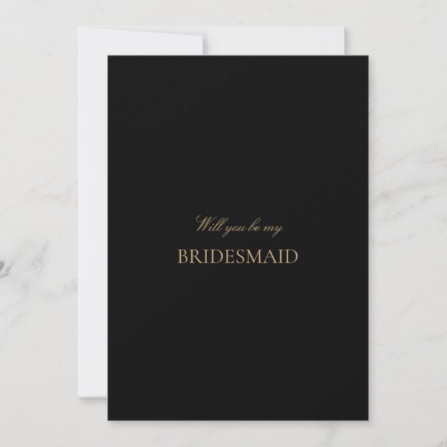 Script Gold & Black Bridesmaid Vorschlagskarte Save The Date (Vorderseite)