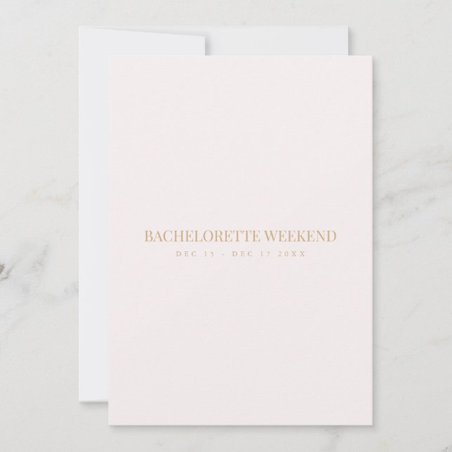 Script Gold & Blush Pink Bachelorette Wochenendkar Einladung (Vorderseite)