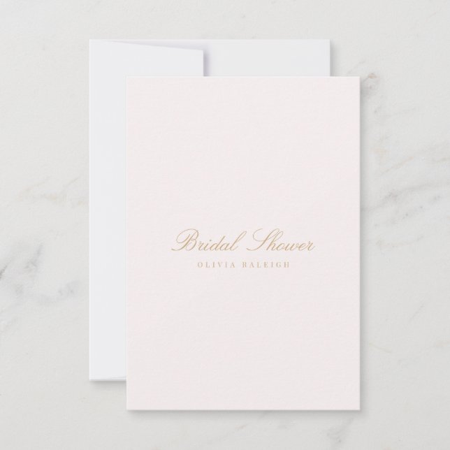 Script Gold & Blush Pink Bridal Shower Invitation (Devant)