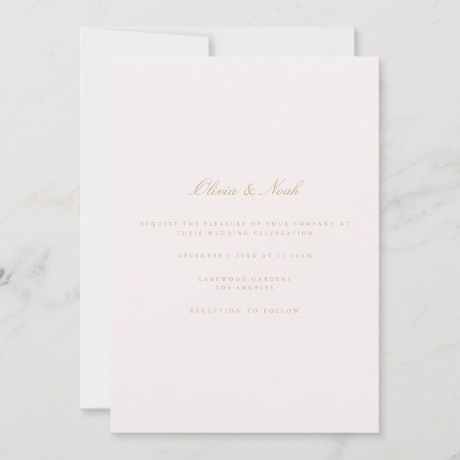 Script Gold & Blush Pink Einladungs-Karte Einladung (Vorderseite)