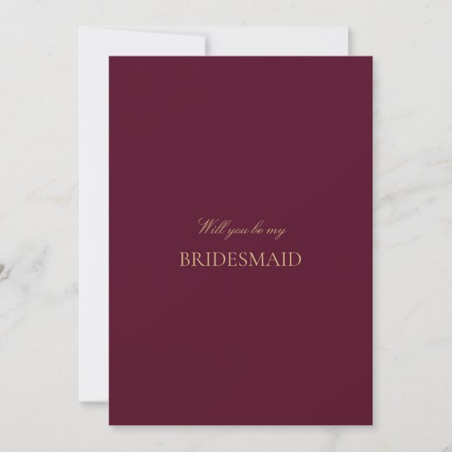 Script Gold Burgundy Bridesmaid Vorschlagskarte Save The Date (Vorderseite)