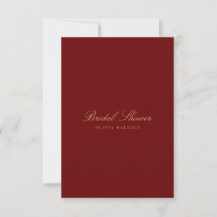 Script Gold & Deep Red Bridal Shower Invitation