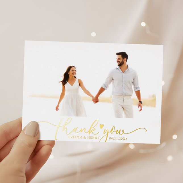 Script Gold Foil Modern Wedding Danke Karten (Von Creator hochgeladen)