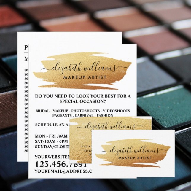 Script Gold Foil Pinselstrich Makeup Artist Flyer (Von Creator hochgeladen)