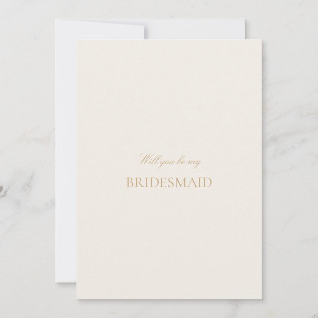 Script Gold & Ivory Bridesmaid Vorschlagskarte Save The Date (Vorderseite)