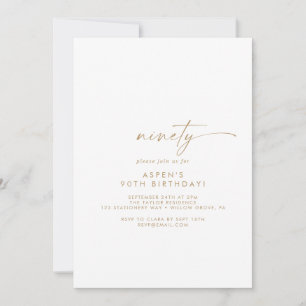 Script Gold moderne 90e anniversaire Invitation de