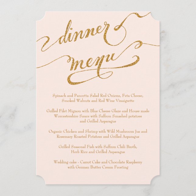Script Gold Parties scintillant Dîner Menu Flourdi (Devant)