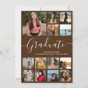 Script Graduate 14 Foto Collage Brown Abschluss Einladung