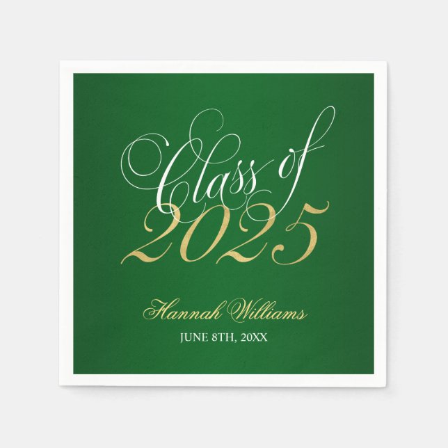 Script Green Gold Class 2025 Abschluss Serviette (Vorderseite)