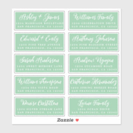 Script Green Wedding Guest Address Labels