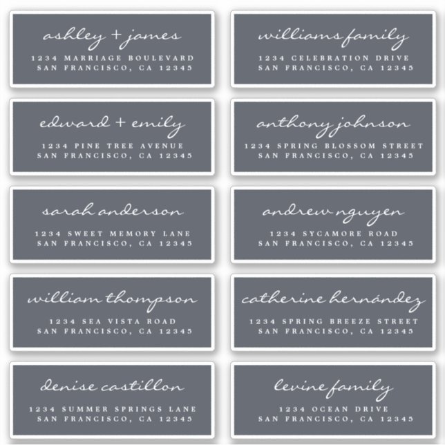 Script Guest Address Labels ORDER 6" oder 8" Blatt (Vorderseite)
