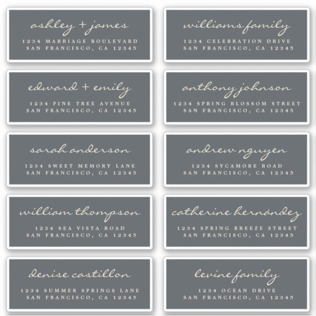 Script Guest Address Labels ORDER 6" oder 8" Blatt (Vorderseite)