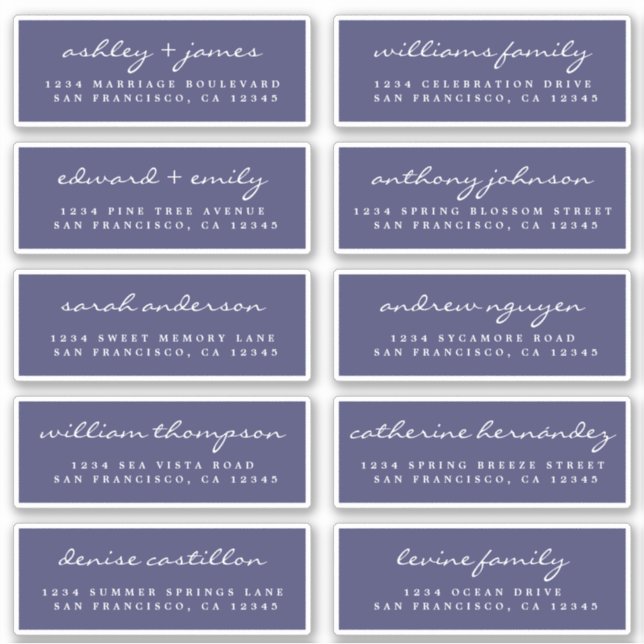 Script Guest Address Labels ORDER 6" oder 8" Blatt (Vorderseite)