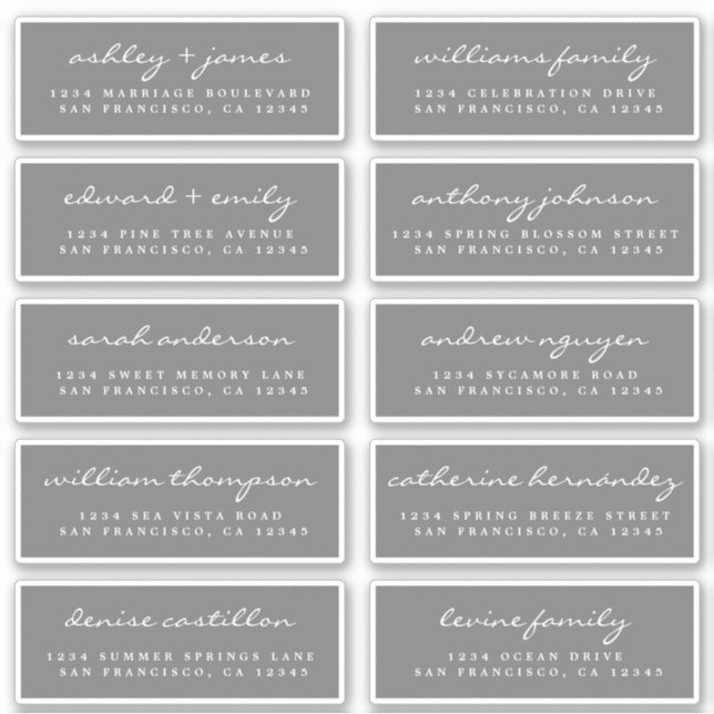 Script Guest Address Labels ORDER 6" oder 8" Blatt (Vorderseite)