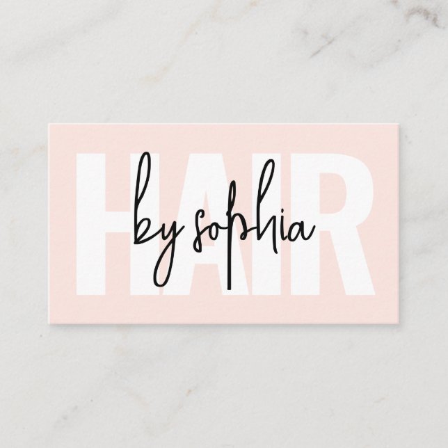 Script Hair Stylist Blush Pink Business Card Visitenkarte (Vorderseite)