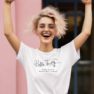 Script Hallo Dreißig Minimalistischer 30. Geburtst T-Shirt