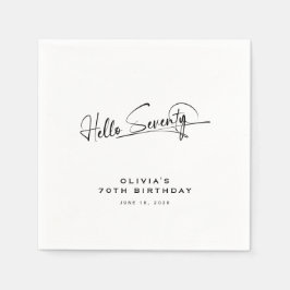Script Hallo Siebzig Minimalistischer 70. Geburtst Serviette