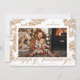 Script Happy Holidays Foliage Carte photo de Noël
