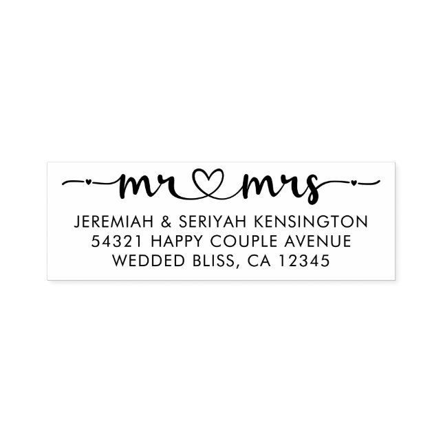Script Heart Mr. Newlywed Rücksendeadresse Permastempel (Design)