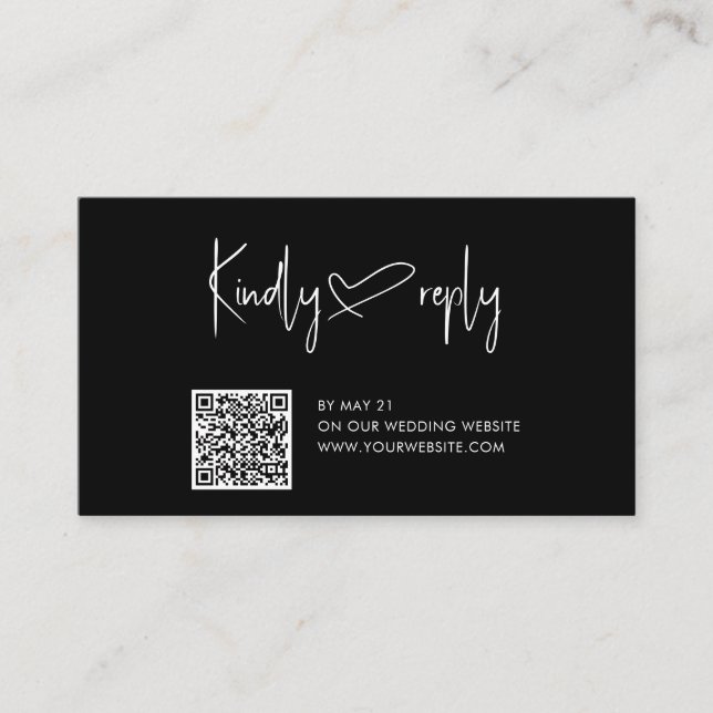 Script Heart Wedding QR Code UAWG Begleitkarte (Vorderseite)