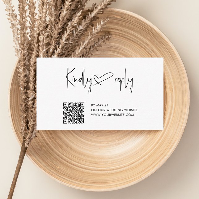 Script Heart Wedding QR Code UAWG Enclosure Card Begleitkarte (Von Creator hochgeladen)