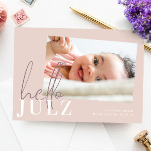 Script Hello Name Peach Minimalistisch Foto Baby