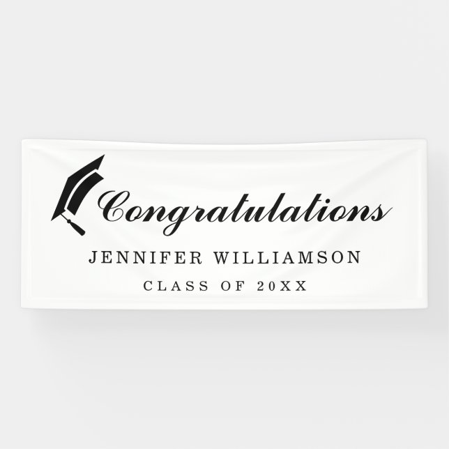 Script Herzlichen Glückwunsch Abschluss Black & Wh Banner (Horizontal)