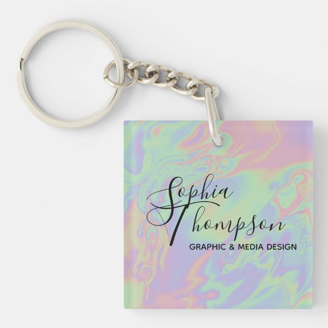 Script holographique moderne Rainbow Pastel Porte  (Devant)