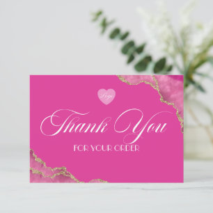 Script Hot Pink Marble Geschäft Danke Karte