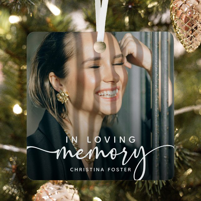 Script in Love Memory Foto Weihnachten Ornament Aus Metall (Von Creator hochgeladen)