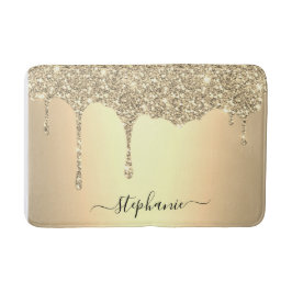 Script Individuelle Name Gold Glitzer Tropfen Luxu Badematte